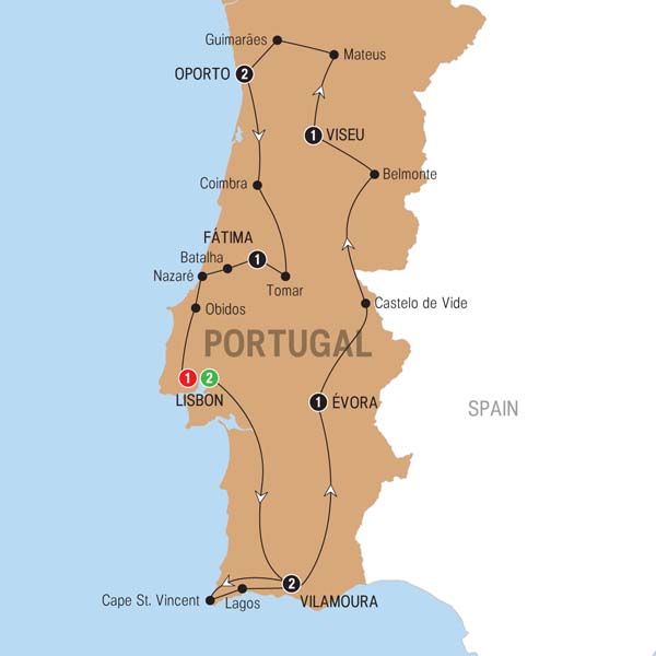 Trafalgar Tour Best of Portugal Map