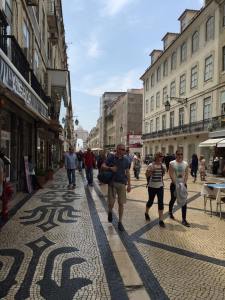 Lots of people enjoying Lisbon's pedestrian zone