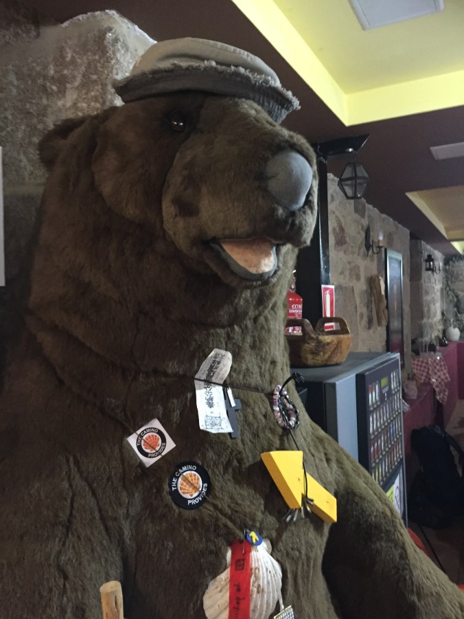 The Cafe owner was so sweet. I gave her a patch and she put it on the big stuffed bear.