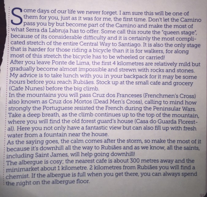 A nice passage from the My Way guidebook I bought in Porto