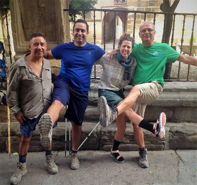 Alex, John and Pierre with another Pilgrim in Viana
