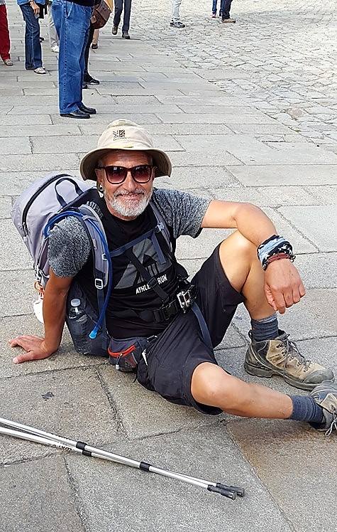 Ray after reaching the Cathedral in Santiago 