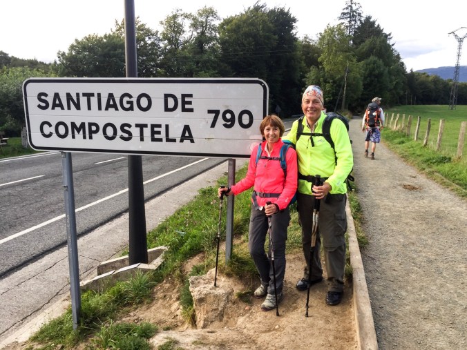 Mandy and Ken starting the Camino Frances
