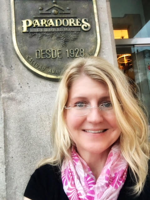 The iconic Paradores shield at the entrance welcomes guests.