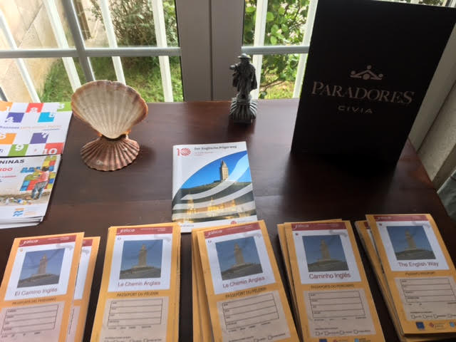 A table in the lobby had Camino Inglés maps in different languages!