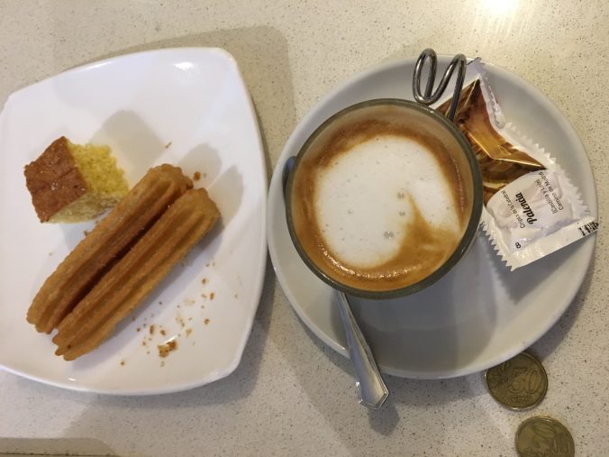 Generous breakfast tapas on the Camino Ingles